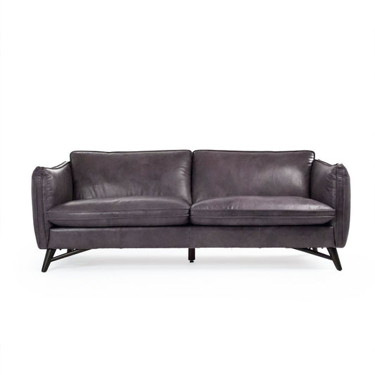 83.5" Genuine Full Grain Italian Leather Square Arm Sofa