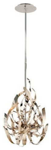 Graffitti Mini Pendant, Silver Leaf and Polished Stainless FinishBy Corbett Lighting