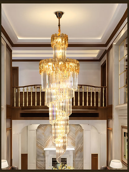 Le Cannet | Luxury Spiral Crystal Chandelier For Stairway, Smoky Gray, 15.8''By Miron Demid LLC