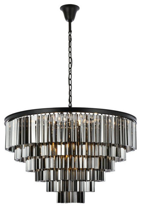 Elegant Lighting 1201D44-SS/RC Sydney 33 Light 44"W Crystal - Matte BlackBy Elegant Furniture & Lighting