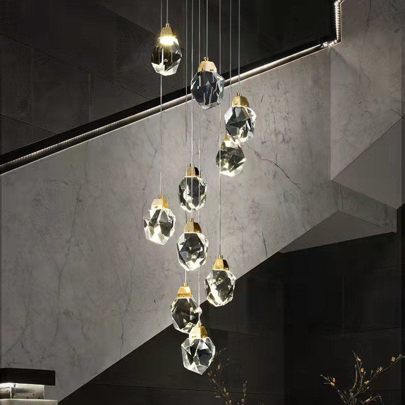 Geometric Irregular Cut Crystal Chandelier Lighting, 15 LightsBy Akari Lanterns