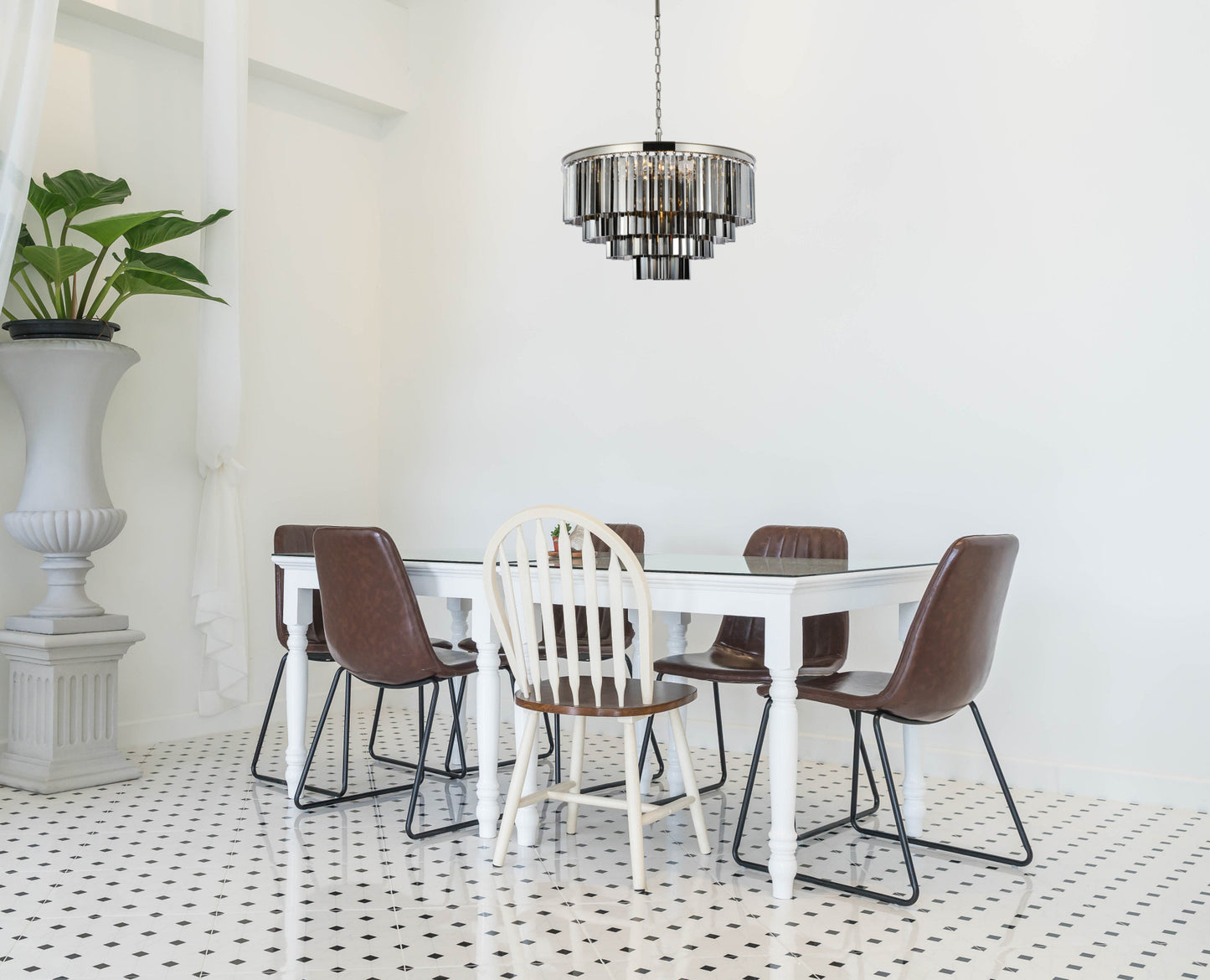 Elegant Lighting 1201D32-SS/RC Sydney 17 Light 32"W Crystal - Polished NickelBy Elegant Furniture & Lighting