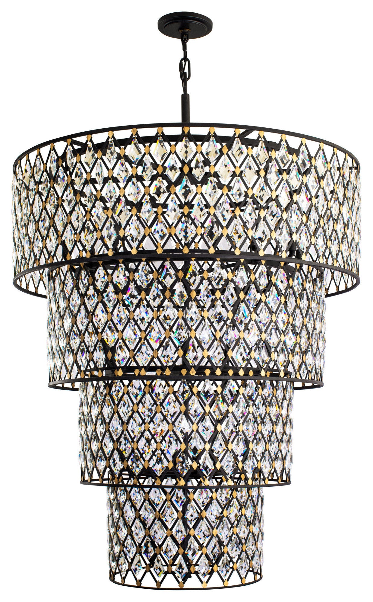 Windsor 21-Lt 4-Tier Crystal Chandelier - Carbon/Havana GoldBy Varaluz