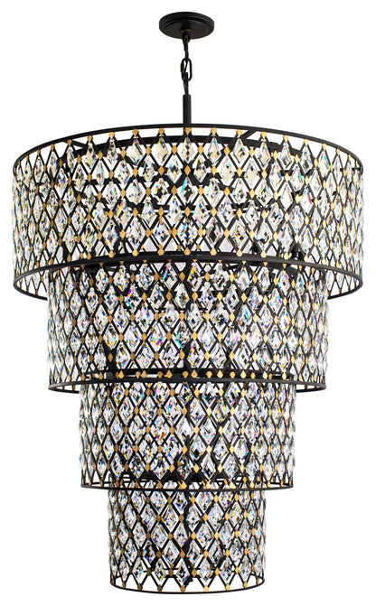 Windsor 21-Lt 4-Tier Crystal Chandelier - Carbon/Havana GoldBy Varaluz