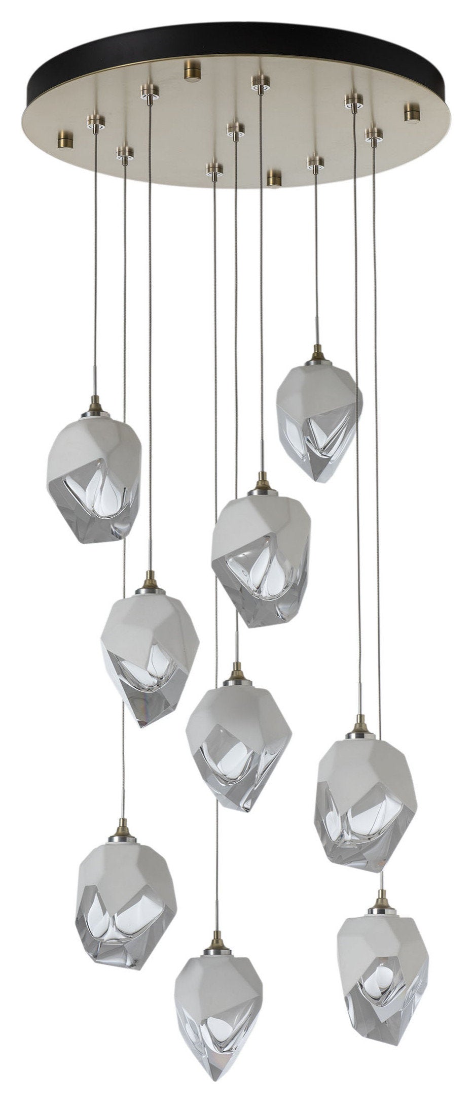 Chrysalis 9-Light Small Crystal Pendant Modern Brass Finish- Long, White CrystalBy Hubbardton Forge