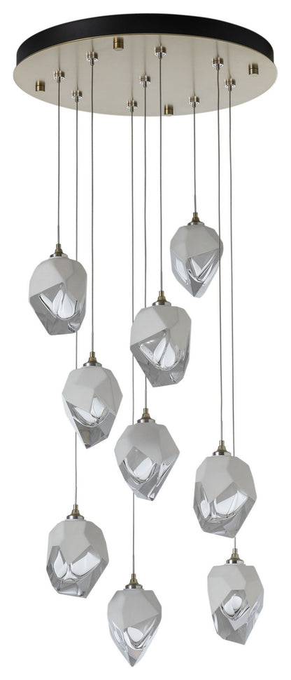 Chrysalis 9-Light Small Crystal Pendant Modern Brass Finish- Long, White CrystalBy Hubbardton Forge