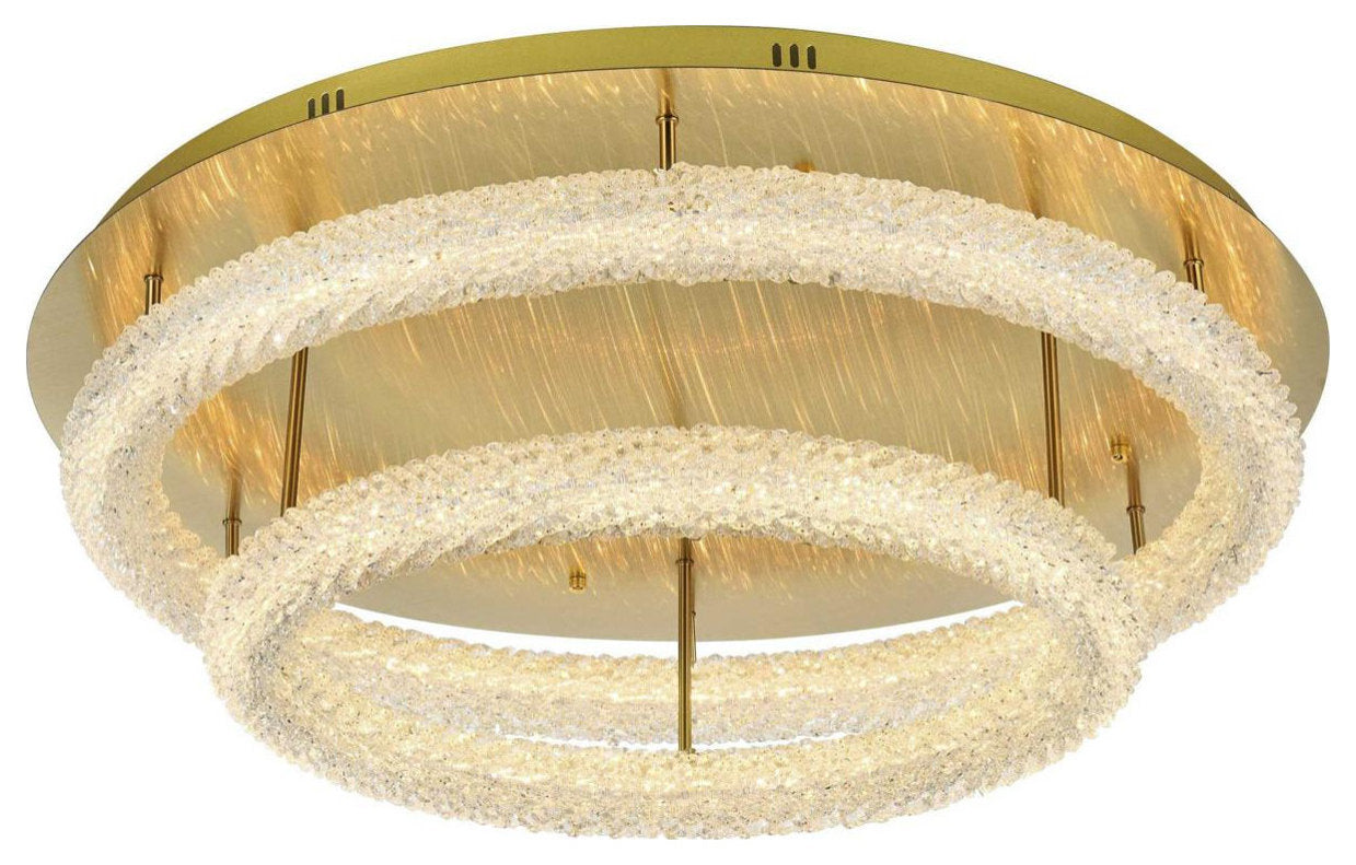 Bowen 2 Light Flush Mount, Satin GoldBy Elegant Furniture & Lighting