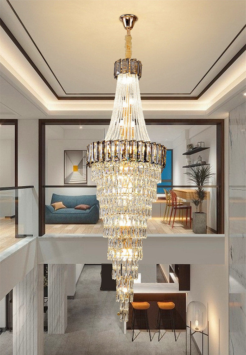 Saint-Auban | Luxury Elegant Crystal Chandelier For Stairway, Smoke Grey, Dia39.4"By Miron Demid LLC