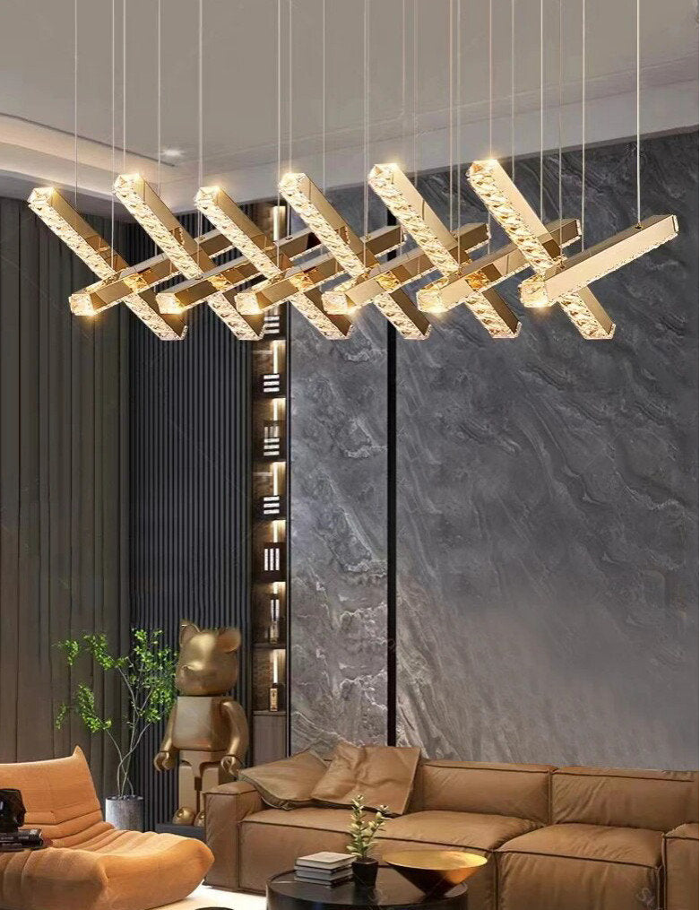Stylish Crystal LED Chandelier, Gold, 12 Lights, Non-Dimmable, Warm LightBy Miron Demid LLC
