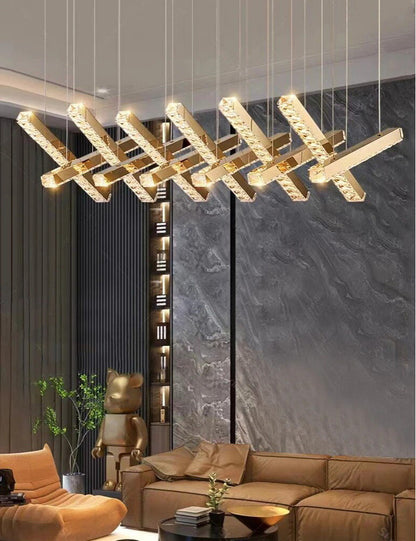 Stylish Crystal LED Chandelier, Gold, 12 Lights, Non-Dimmable, Warm LightBy Miron Demid LLC