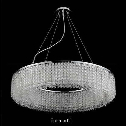Algund | Round Gold/Chrome Simple LED Crystal Chandelier For Living Room, Dia39.4"By Miron Demid LLC