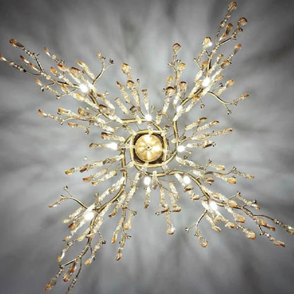 Alfiano Natta | Luxury Gold/Chrome Vintage Crystal Hanging Lamp For Living Room, Gold, Dia26.8"By Miron Demid LLC