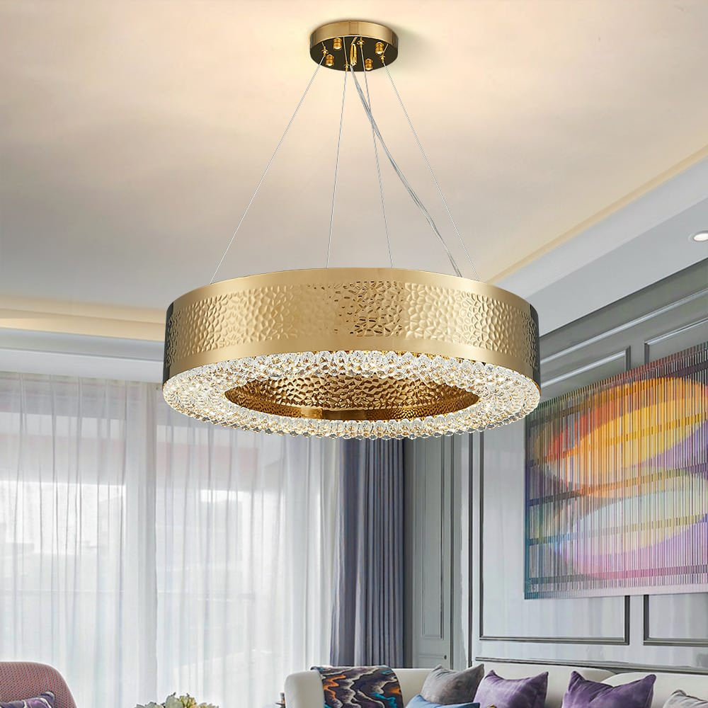 Premium Gold Plated Crystal Ring Chandelier, Diameter 40"By MORSALE