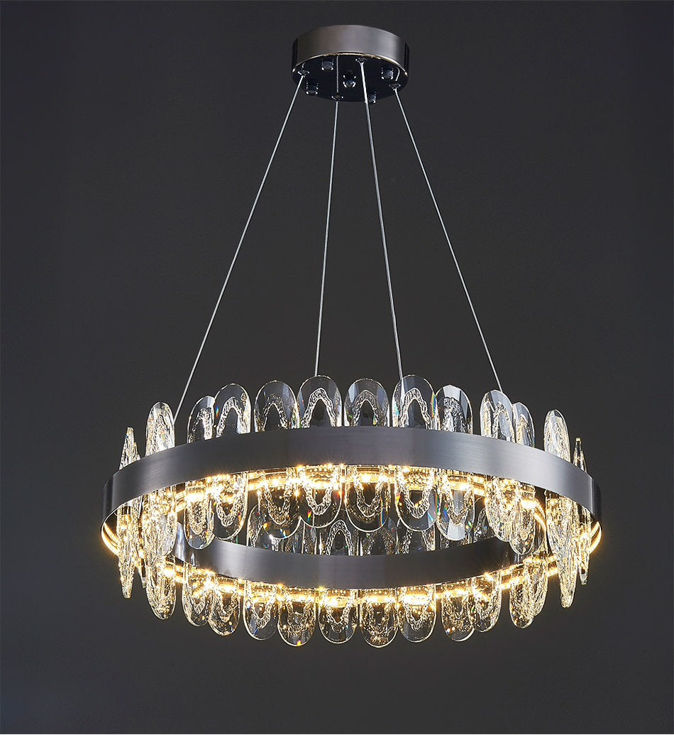 Irma | Modern Creative Round Hanging Crystal LED Chandelier for Living Room, Gold, Dia31.5xh7.1", Warm Light, Non-DimmableBy Miron Demid LLC