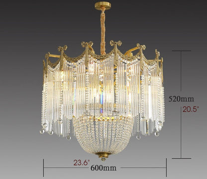 Imperia | Gorgeous Crystal Copper LED Chandelier for Dining Room, Bedroom, Dia23.6xh20.5"By Miron Demid LLC