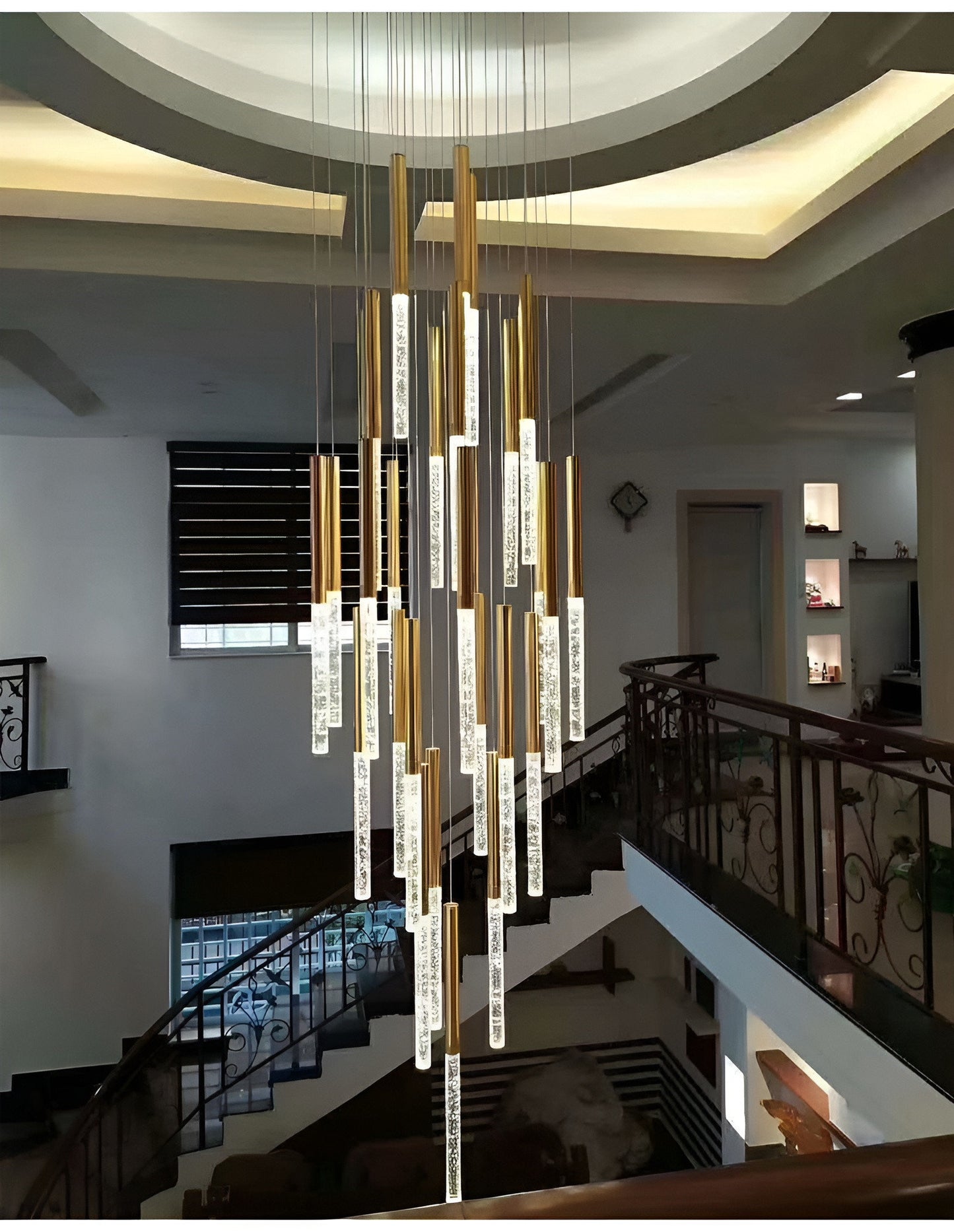 Manarola | Long LED Spiral Chandelier, 28 Lights (Spiral)By Miron Demid LLC