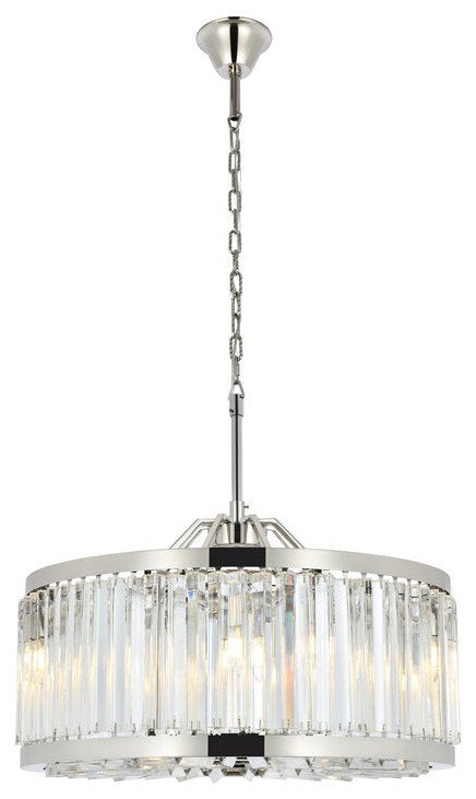 Elegant 1203D28PN/RC Chelsea 8-Light Polished Nickel Chandelier ClearBy Elegant Furniture & Lighting