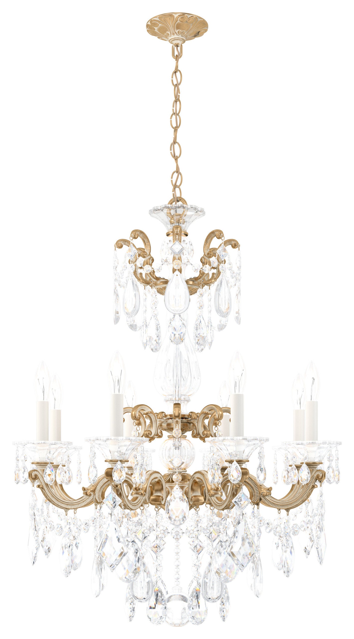 Schonbek 5007-27S 8 Light Crystal Chandelier, Parchment GoldBy Schonbek