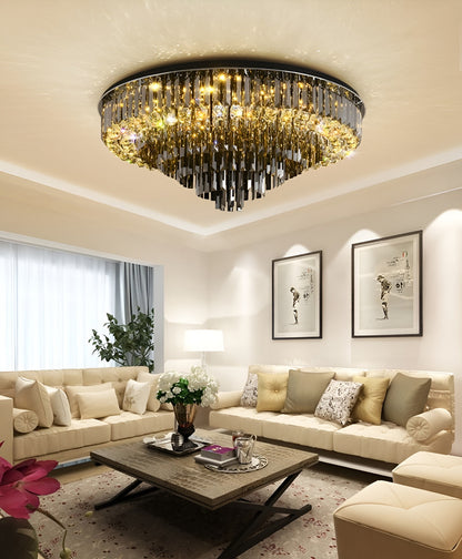 Africo | Round Modern Crystal Chandelier, 31.5"By Miron Demid LLC