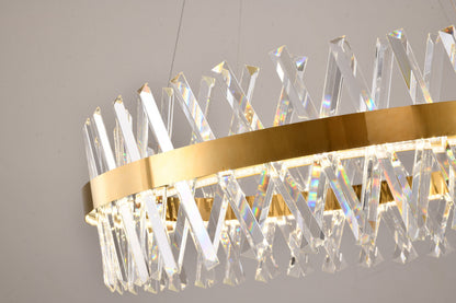 32" Dimmable Gold LED Chandelier With Clear CrystalsBy Design Living