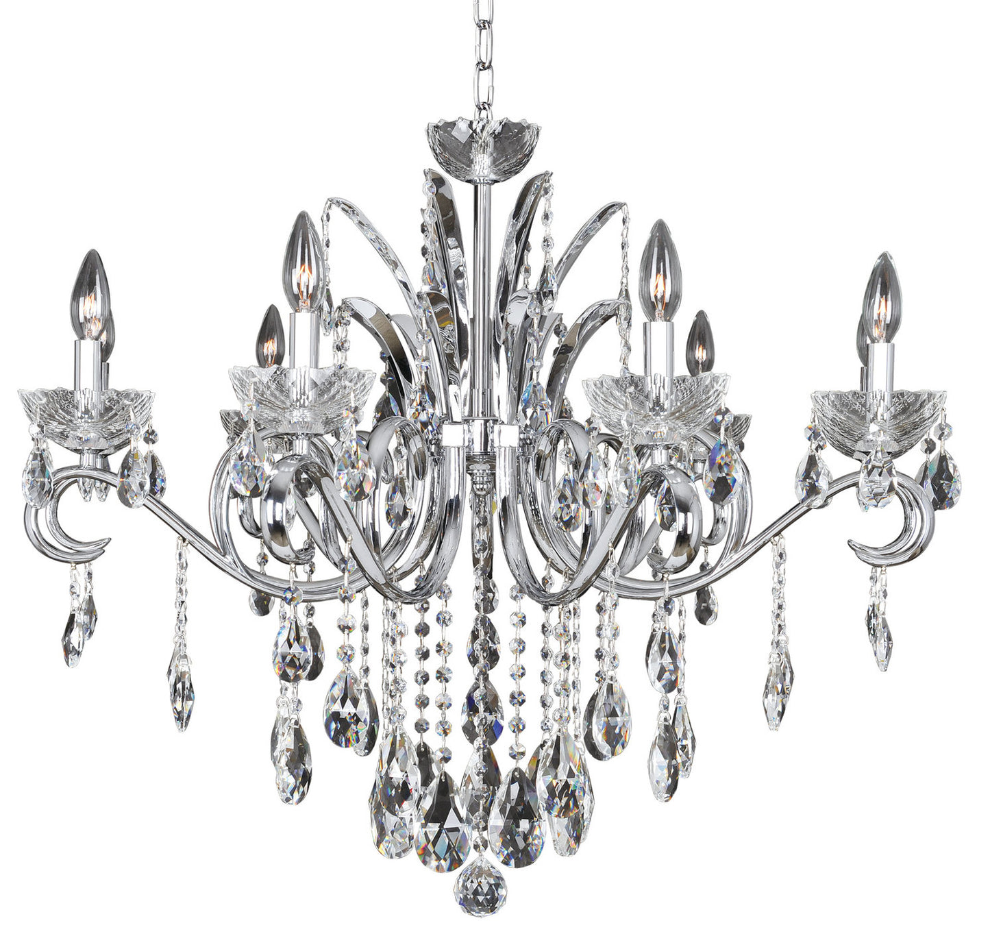 Catalani 34"x27" 9-Light Transitional Chandelier by AllegriBy Allegri Crystal by Kalco Lighting