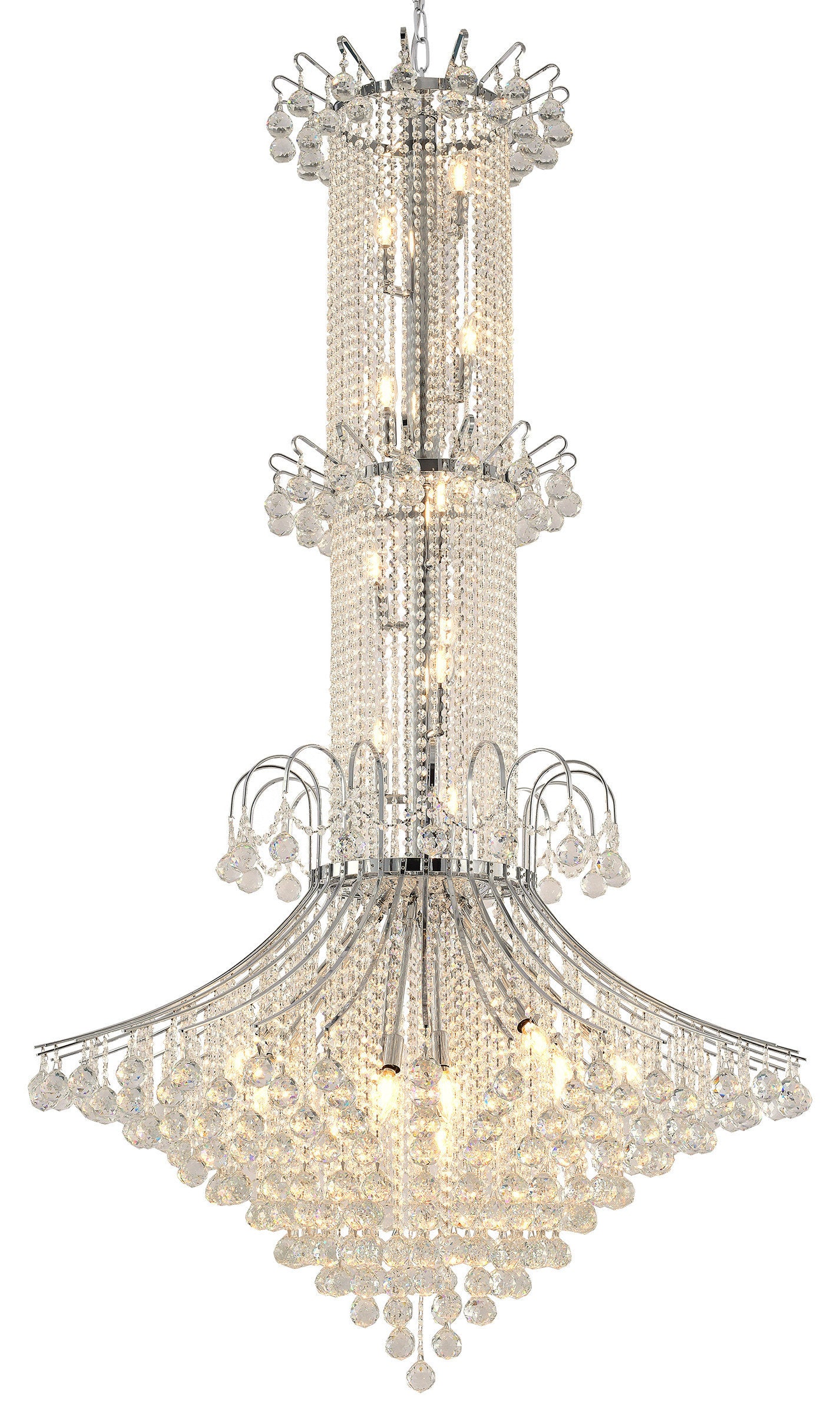20-Light Chrome Metal Chandelier With CrystalsBy Design Living