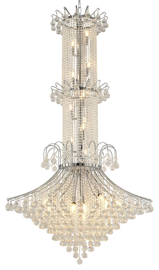 20-Light Chrome Metal Chandelier With CrystalsBy Design Living