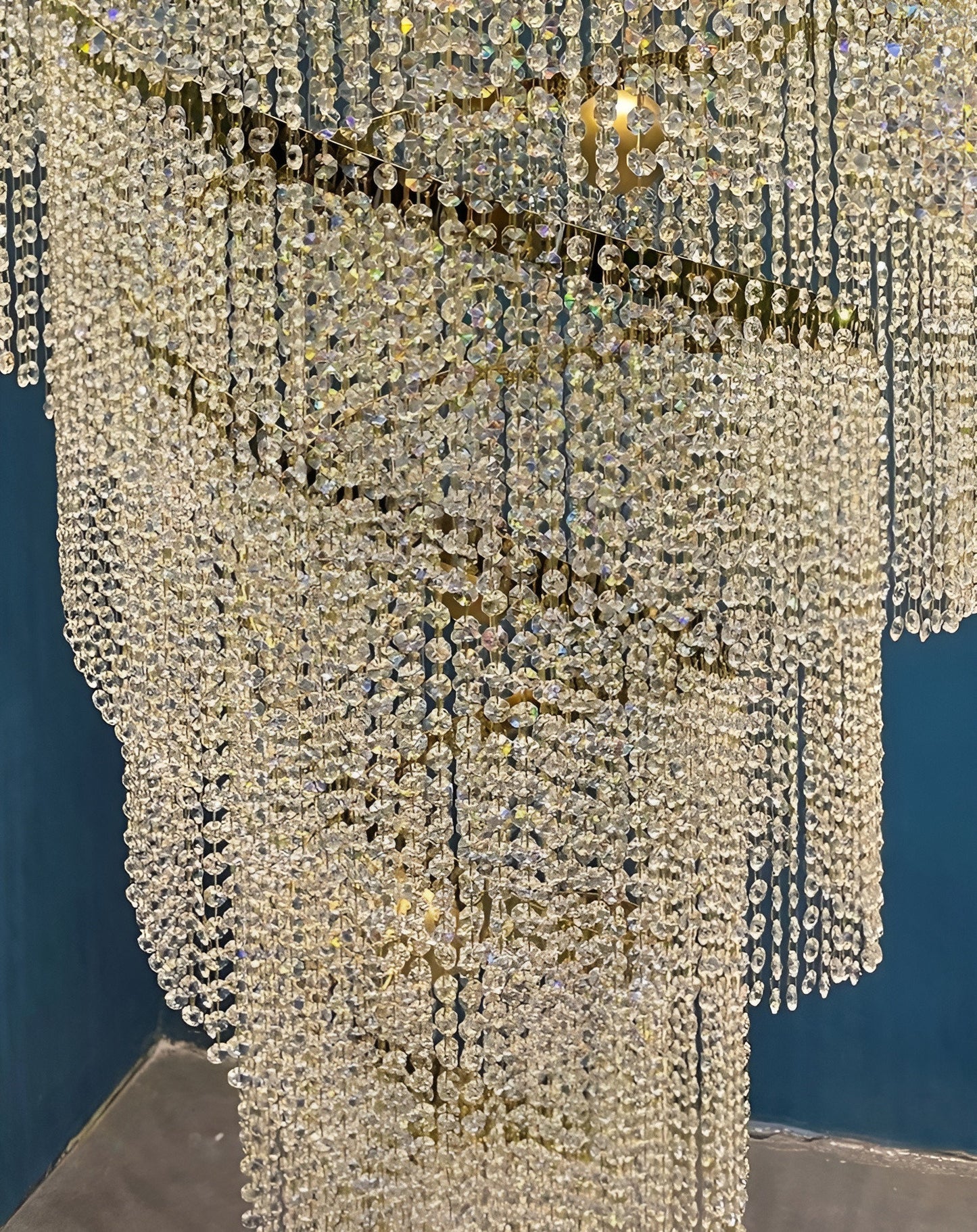 Falicon | Golden/Chrome Crystal Circular Spiral Chandelier, Chrome, Dia 39.4xh118.1", Dimmable, Warm LightBy Miron Demid LLC