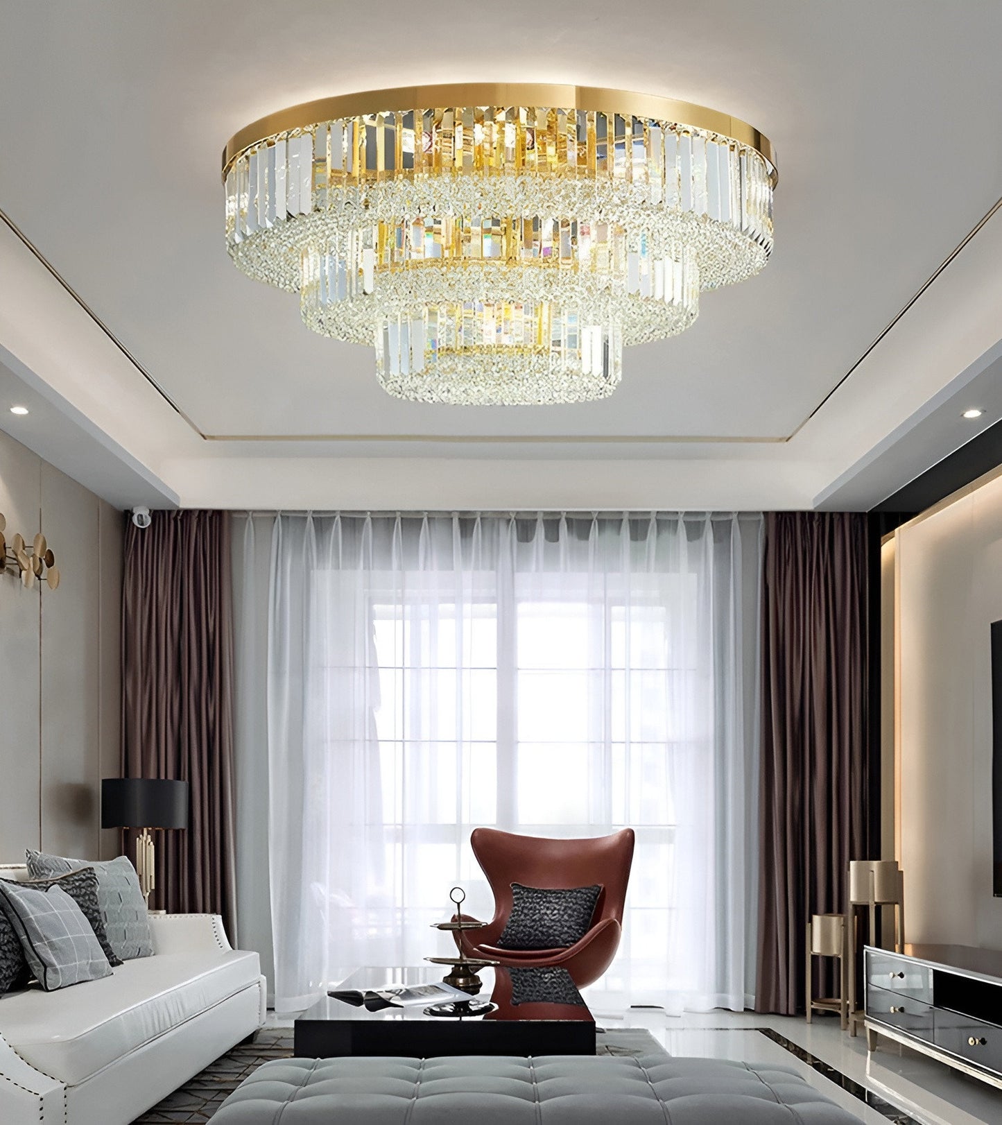 Affi | Contemporary crystal ceiling chandelier, 31.5"By Miron Demid LLC