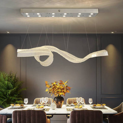 Alassio | Creative LED Chandelier in the Shape of Ribbon, Gold, L59.1" / L150.0cm, Cool Light, Non-DimmableBy Miron Demid LLC