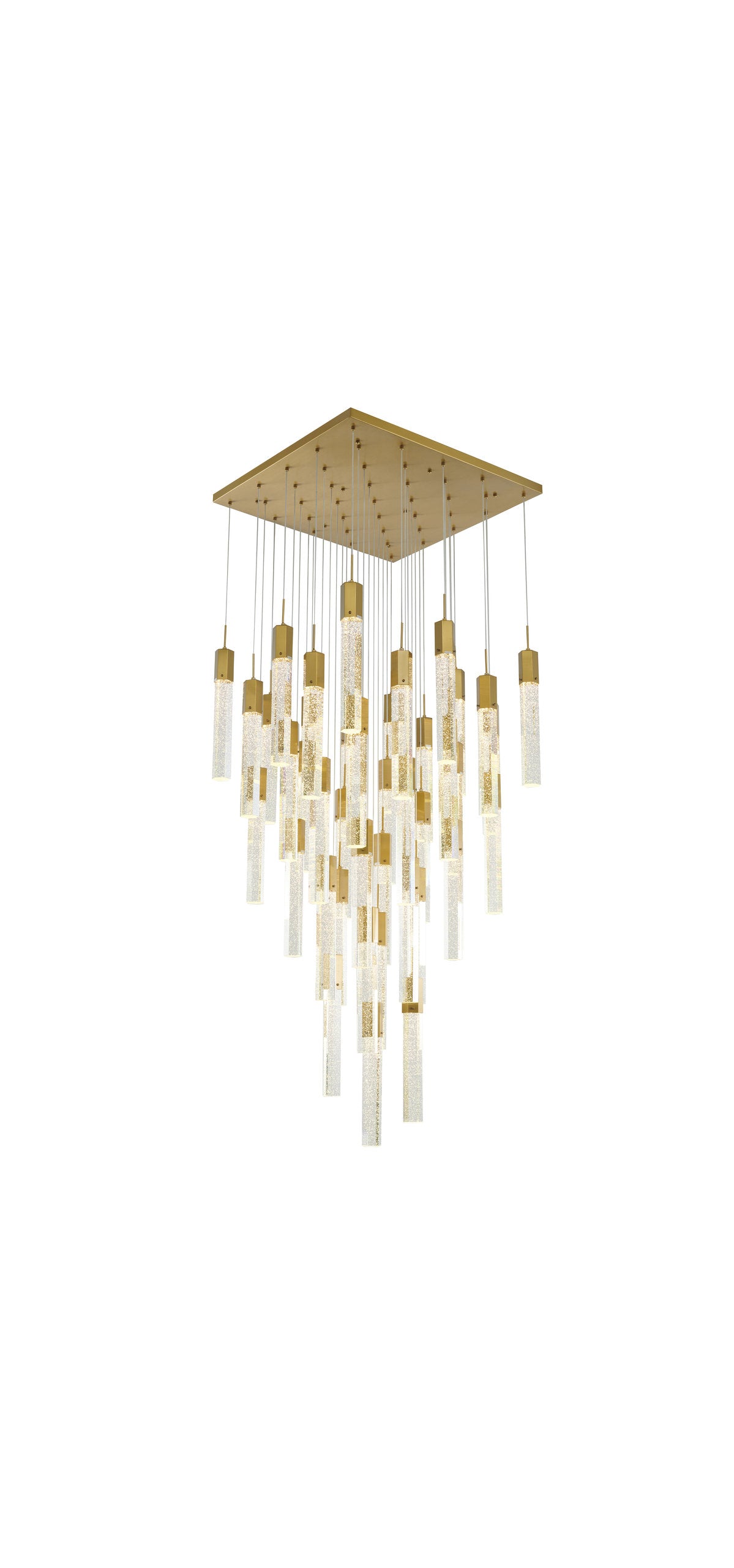 25-Light Gold Metal Chandelier With Clear Bubble Crystal AccentsBy Design Living