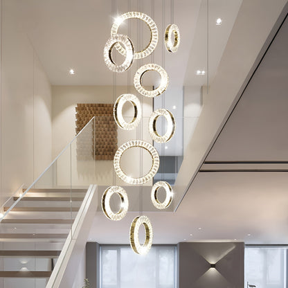 Baveno | Hanging Crystal Lighting for Staircase, 15 LightsBy Miron Demid LLC