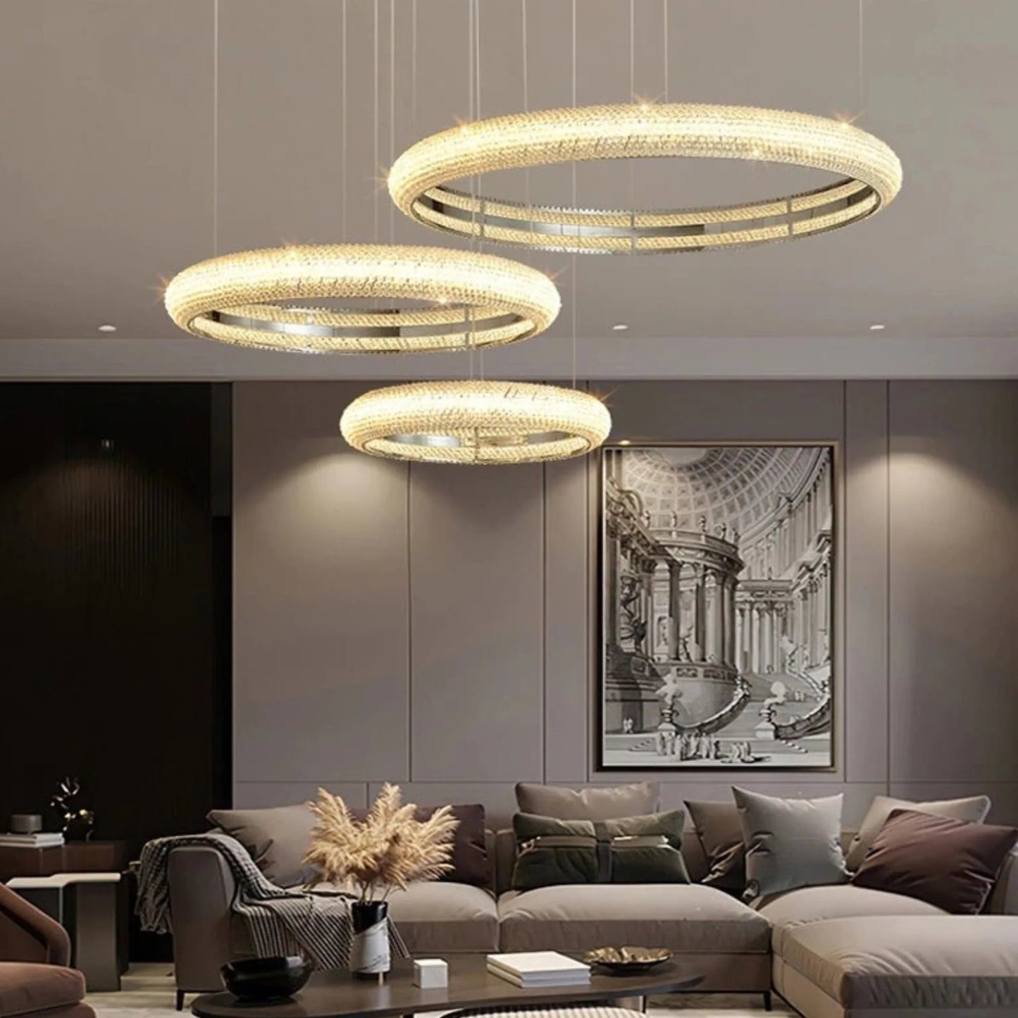 Bern | Chrome Ring Crystal Chandelier for Dining Room, 1 Layer LargeBy Miron Demid LLC