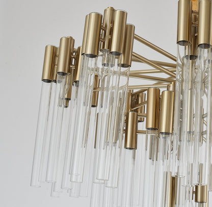 3-Tier Clear Glass Tube Rods Chandelier, GoldBy Design Living
