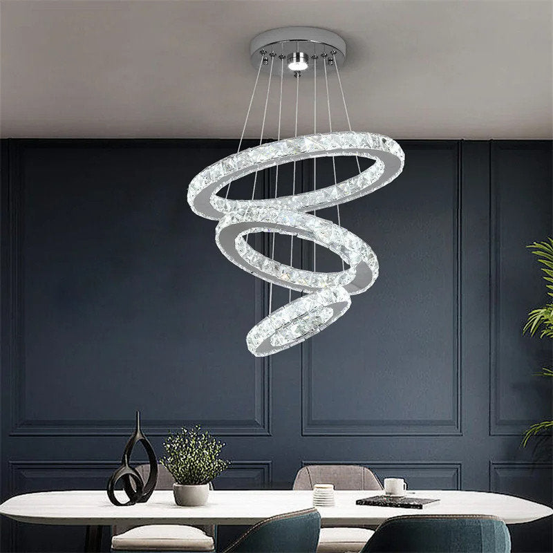 Hinwil | Ring Design Gold/Chrome Crystal Chandelier for Living Room, 39.4*31.5*23.6*15.8"By Miron Demid LLC