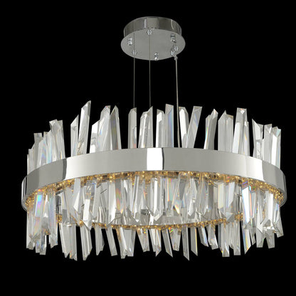 Glacier 25 Inch LED Round Pendant in ChromeBy Allegri Crystal by Kalco Lighting