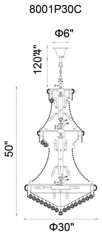 CWI Lighting Empire 32 Light Down Transitional Metal Chandelier in ChromeBy CWI Lighting