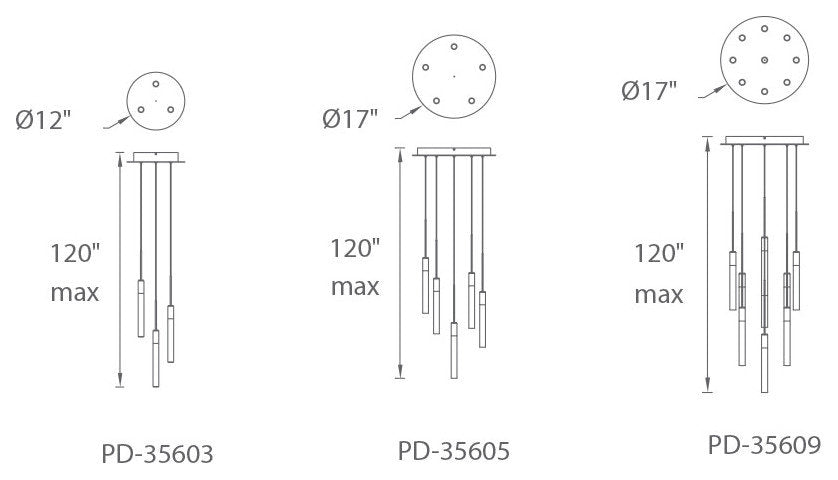 Modern Forms PD-35609 Magic 9 Light 17"W LED Multi Light Pendant - BlackBy Modern Forms