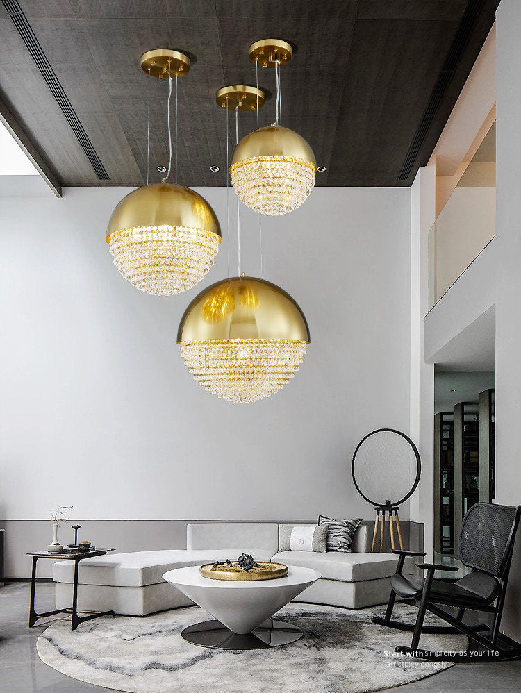 Sestri Levante | Stunning Gold Crystal Ball Chandelier, Dia21.7xh21.7''By Miron Demid LLC