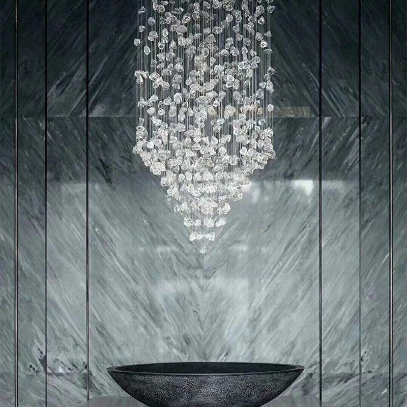Le Port | Floating Luxury Crystal Chandelier With Decorative Stones, Clear, Dia39.4xh118.1", Cool LightBy Miron Demid LLC