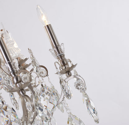 Pewter Iron Chandelier With Clear Hanging CrystalsBy Design Living