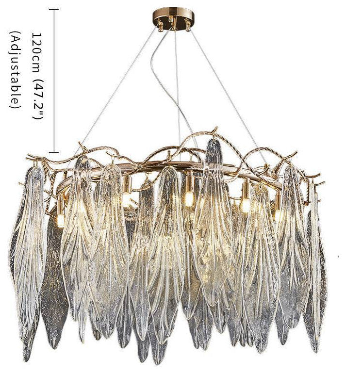 Alpette | Drum Gold Modern Crystal Glass Chandelier For Living room, Dia31.5"By Miron Demid LLC