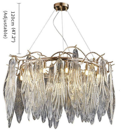 Alpette | Drum Gold Modern Crystal Glass Chandelier For Living room, Dia31.5"By Miron Demid LLC