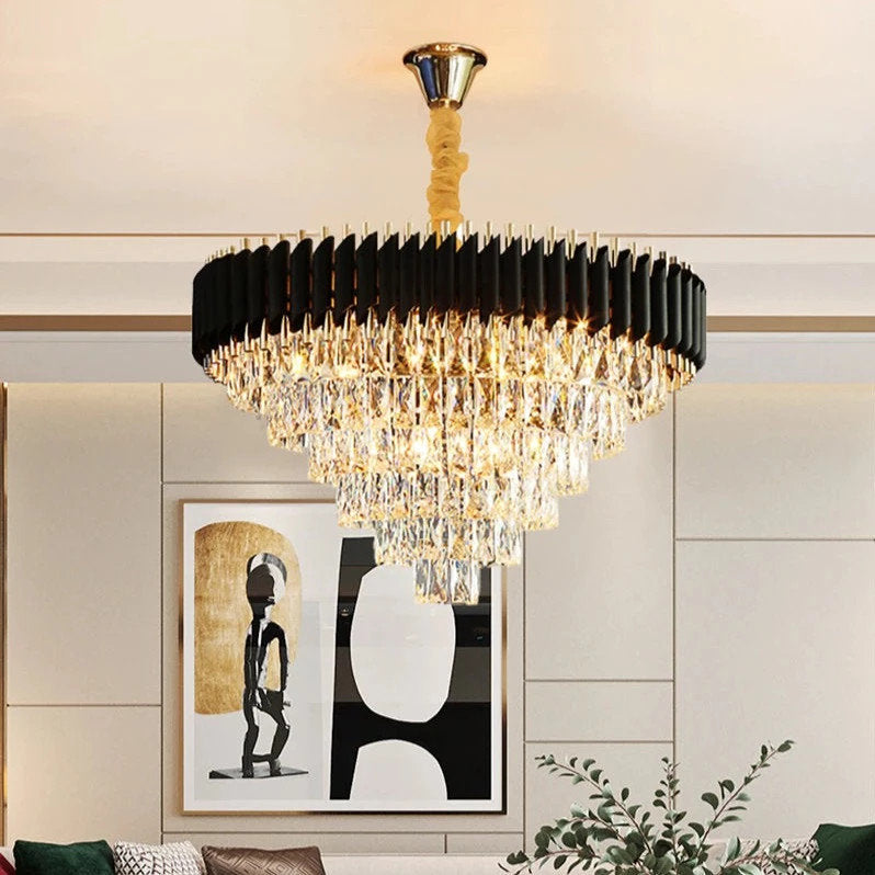 Verano 32" Crystal Chandelier, BlackBy MORSALE