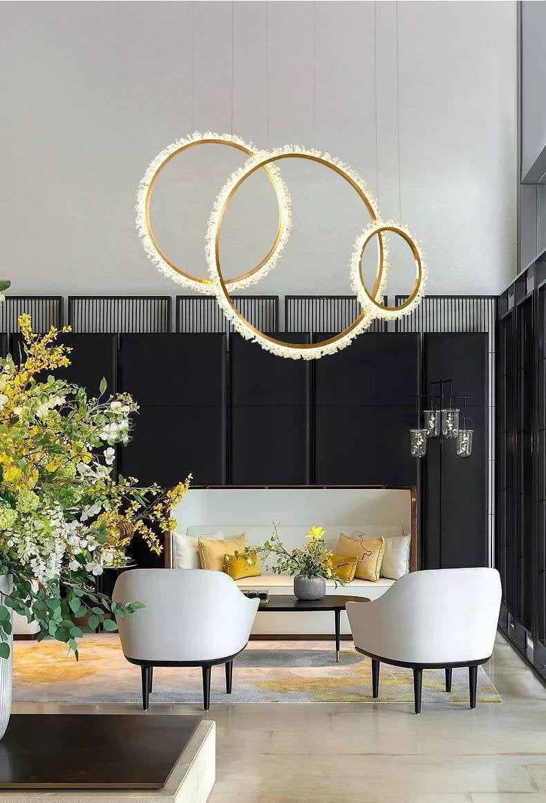 MIRODEMI? Aarau | Crystal Pendant Light in the Shape of Rings, Dia15.7+23.6+31.5", Warm LightBy Miron Demid LLC