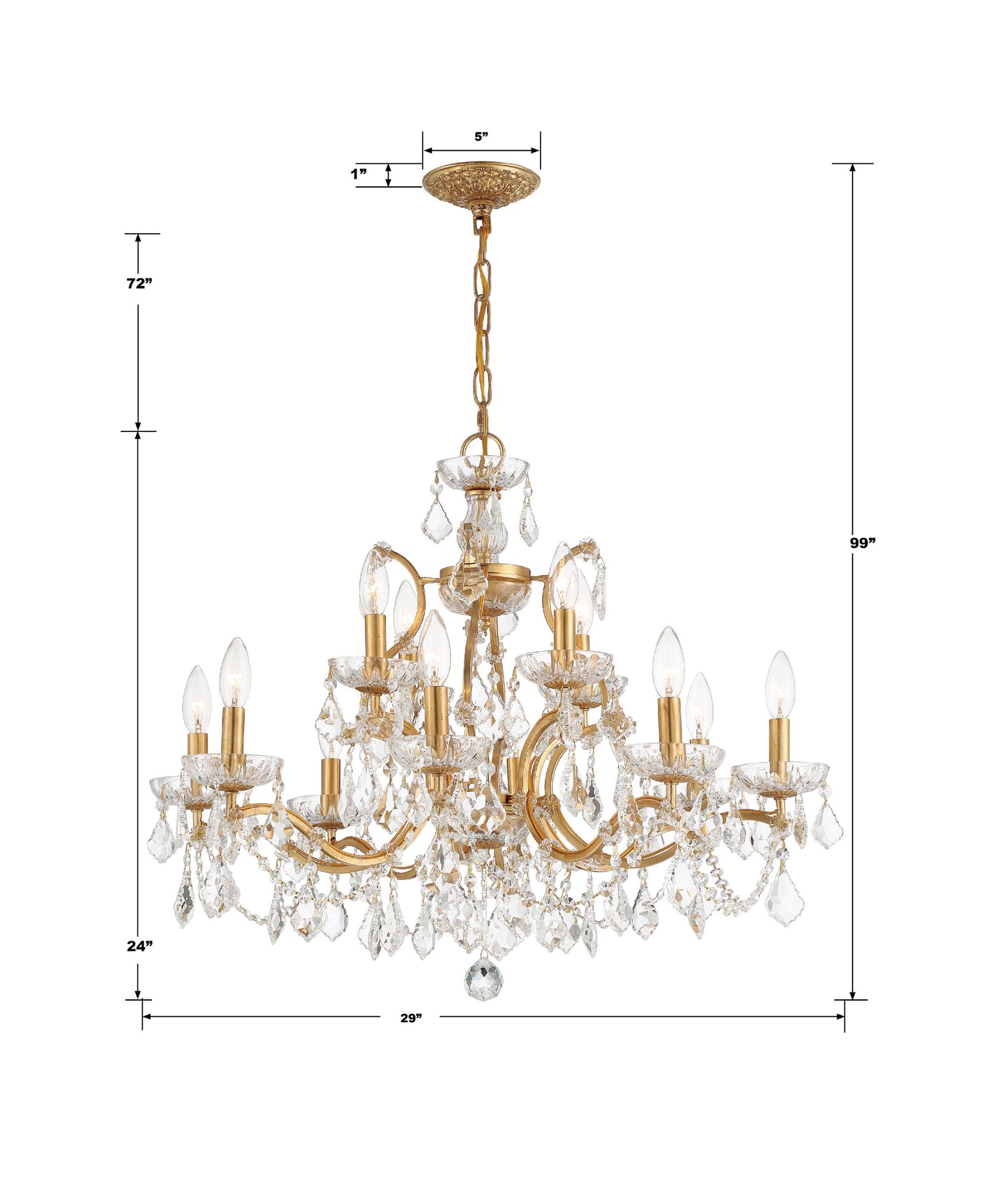 Filmore 12-Light Swarovski Strass Crystal Antique Gold ChandelierBy Crystorama Lighting