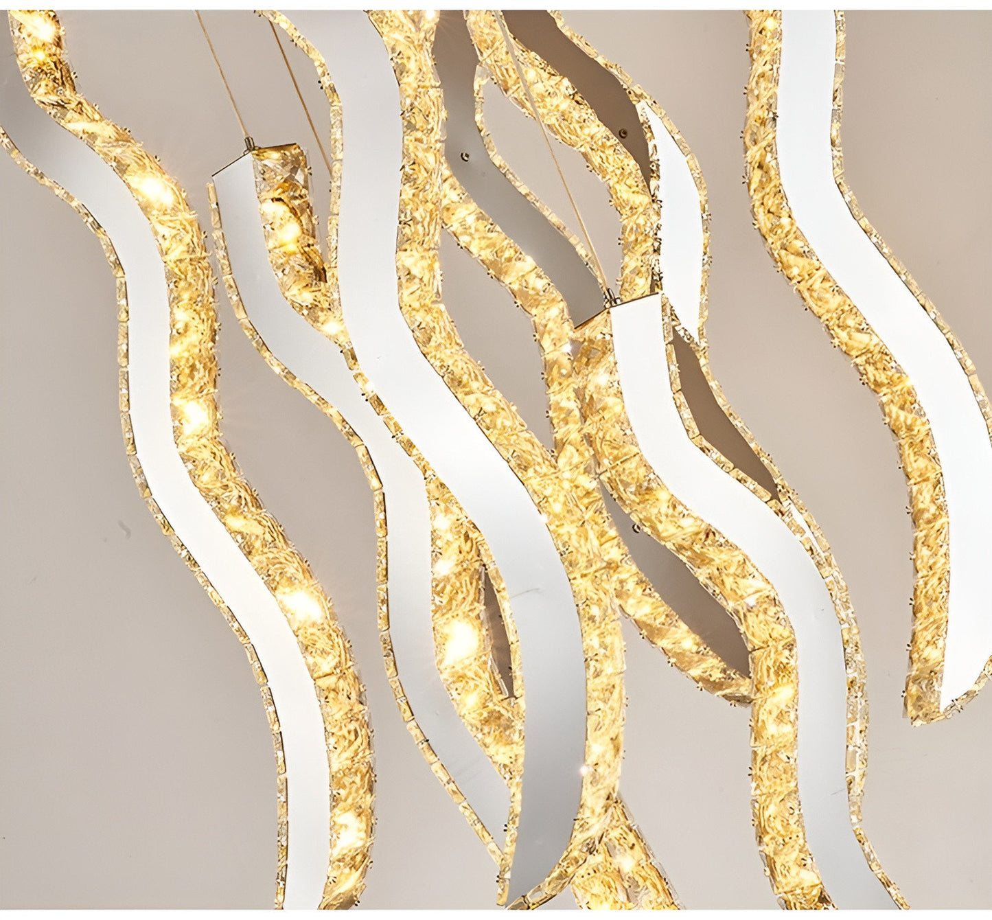 Menaggio | Gold Crystal Wave Light Fixture, Gold, 47.2'' (17 Lights)By Miron Demid LLC
