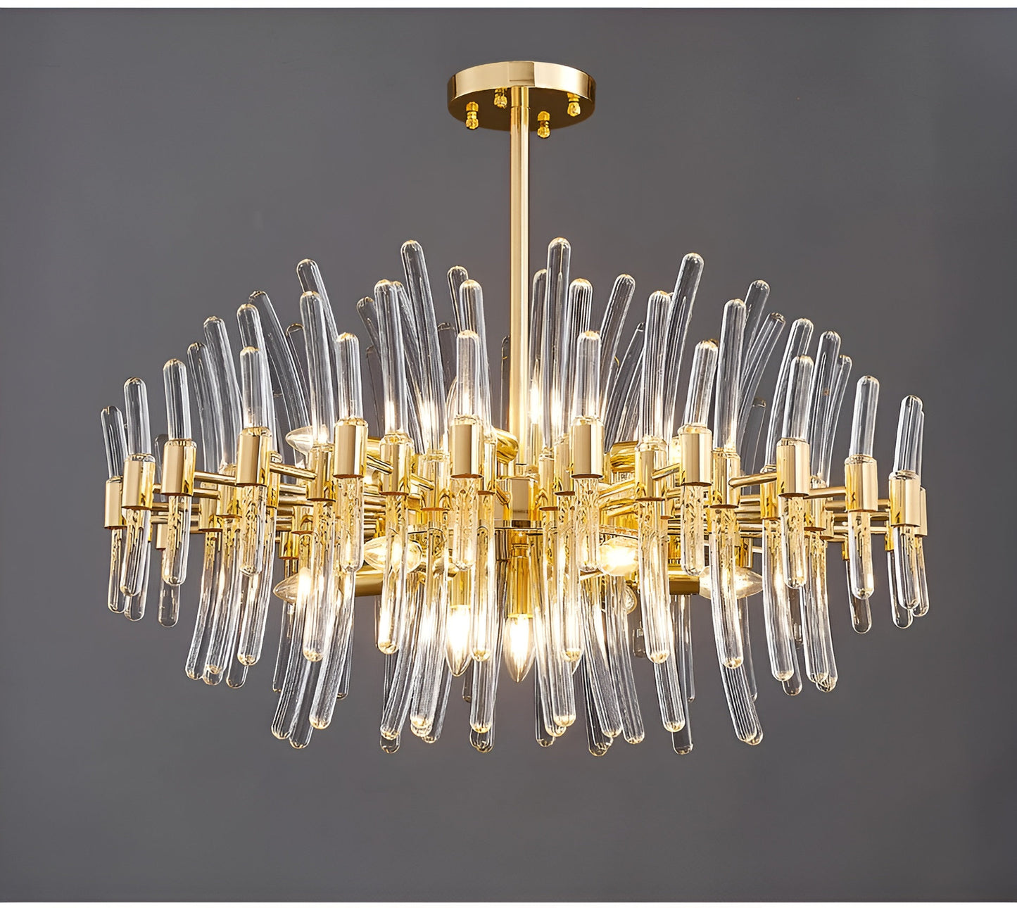 Zuccarello | Abstract Design Gold Glass Hanging Chandelier, 39.4'', 1 StyleBy Miron Demid LLC