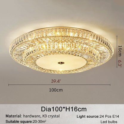 Acqui Terme | Modern Round LED Crystal Ceiling Chandelier, Dia39.4xh6.3", Warm Light, Non-DimmableBy Miron Demid LLC