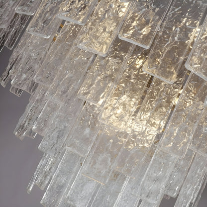 Torhout | Rectangle/Round Frosted Glass Hanging Chandelier for Living Room, Dia31.5", Warm Light / Non-DimmableBy Miron Demid LLC